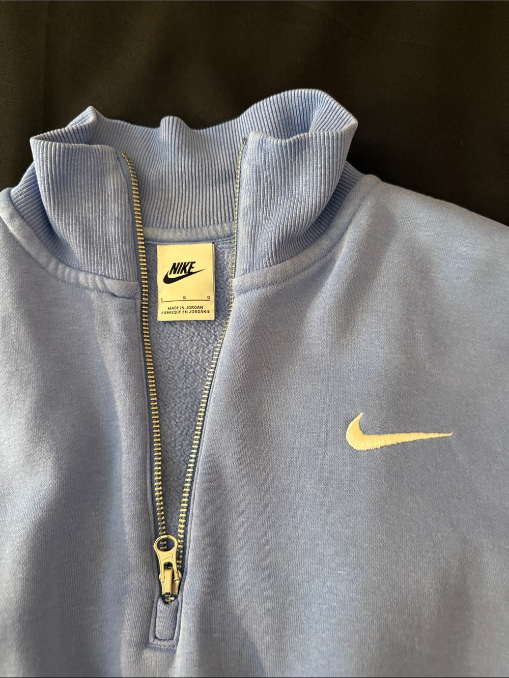 Nike Kids Light Blue Half-Zip Pullover with White Swoosh